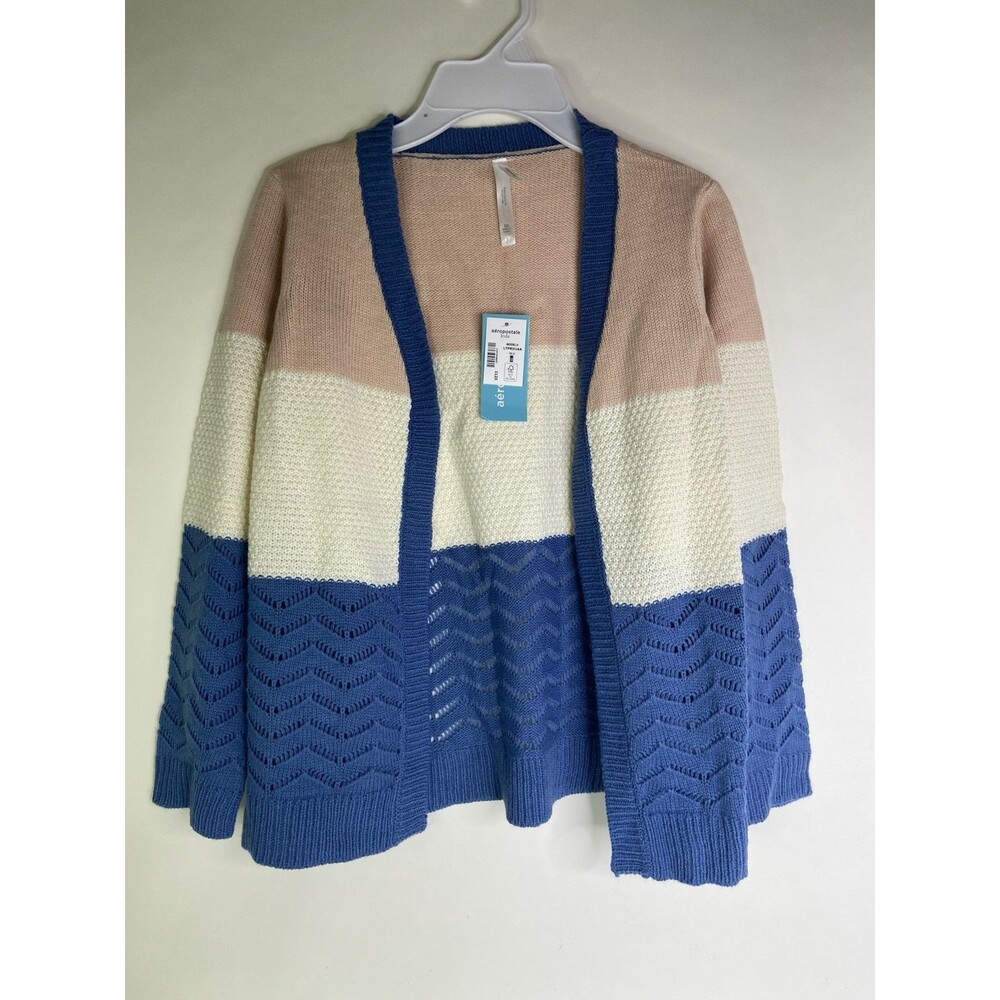 Aeropostale Kids Open Front Cardigan Color Block Sweater Girls Size 10